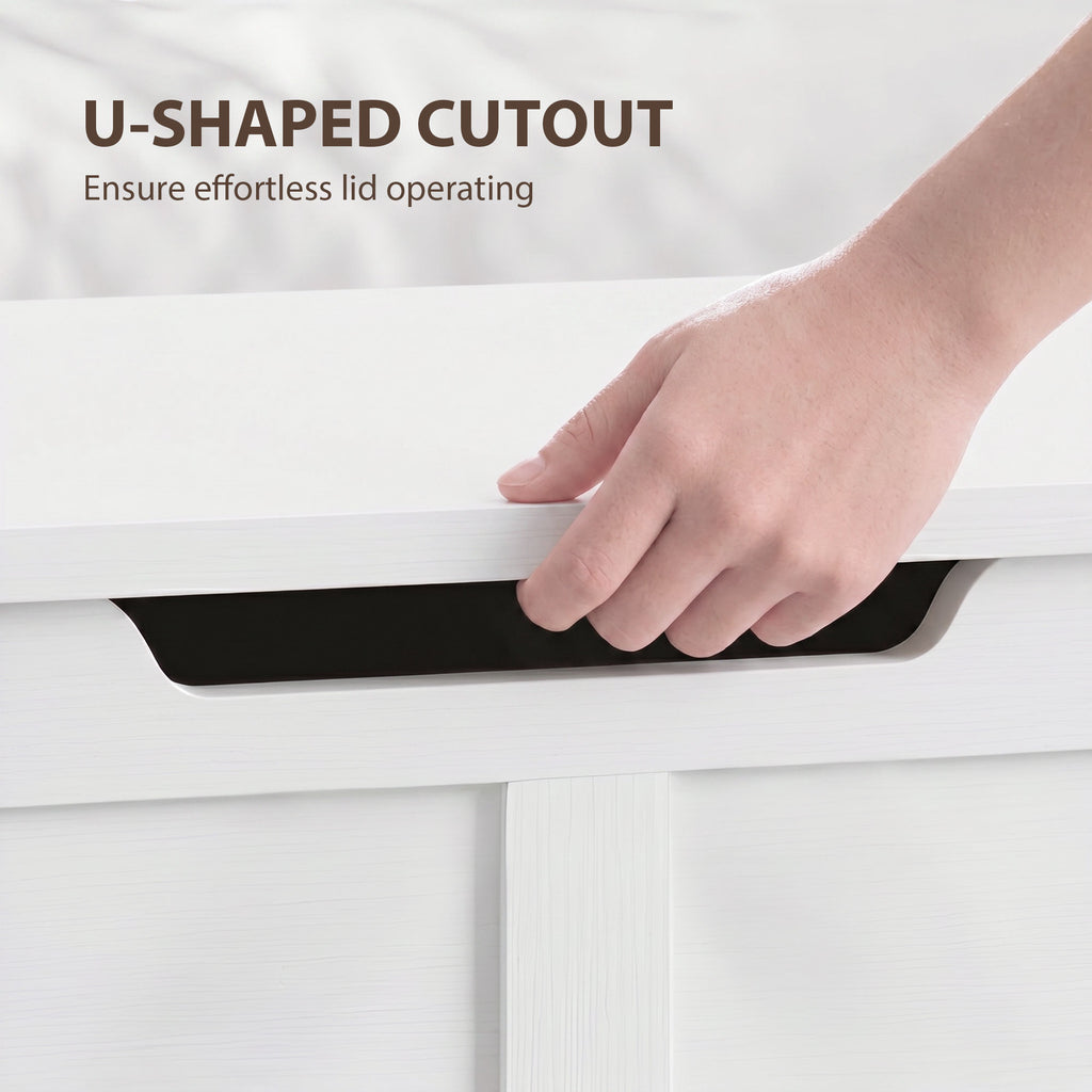 31.5 Inches Storage Chest, Storage Trunk with Safety Hinge for Living Room, White Wood Grain