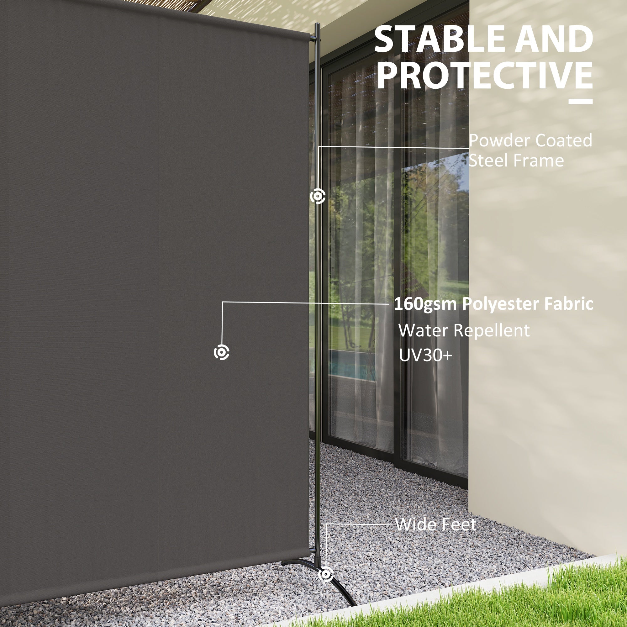Single Panel Room Divider, UV30+ Privacy Screen, Indoor Outdoor Privacy Panel with Stable Base, Dark Grey