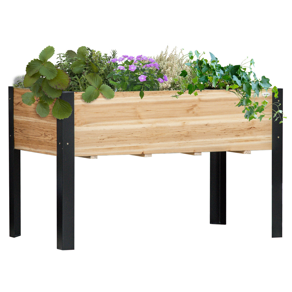 Raised Garden Bed, Elevated Planter Box, 47"x24"x29" with Legs, Metal Frame, Wooden Planter Pot for Backyard, Patio to Grow Vegetables, Herbs, and Flowers, Natural