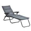 Foldable Lounge Chair, Reclining Patio Sun Lounger with 6-Position Adjustable Back, Grey