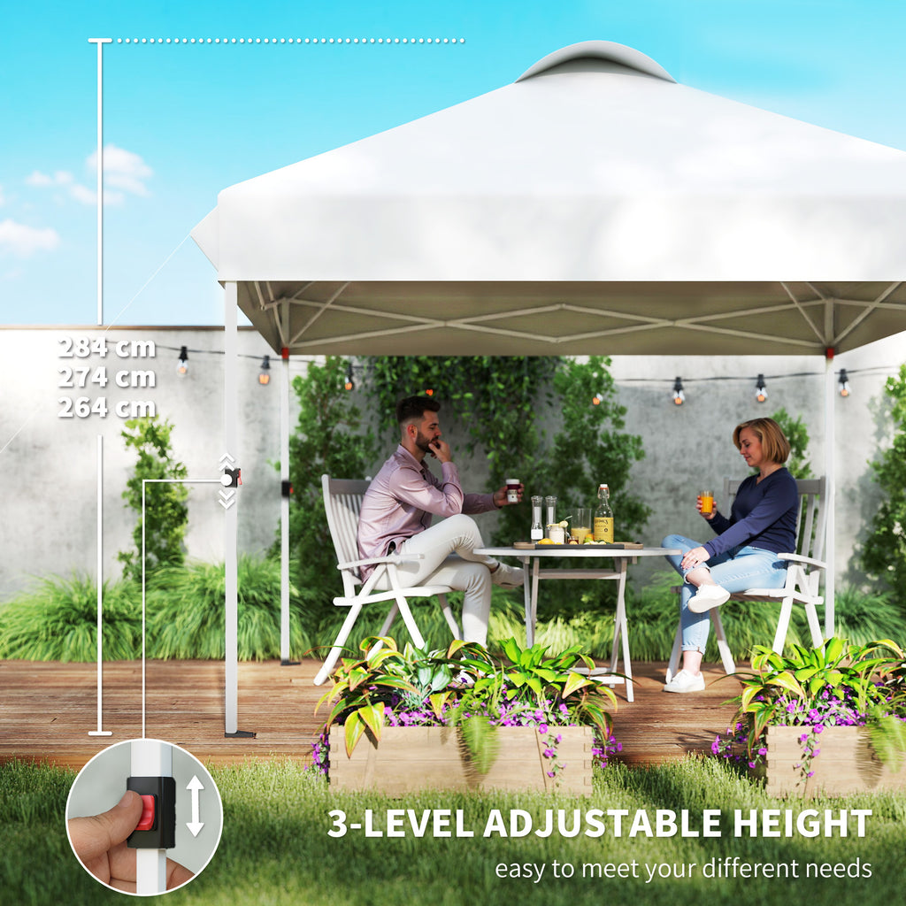 10' x 10' Pop Up Canopy Tent, Instant Sun Shelter, Tents for Parties, with Wheeled Carry Bag, White