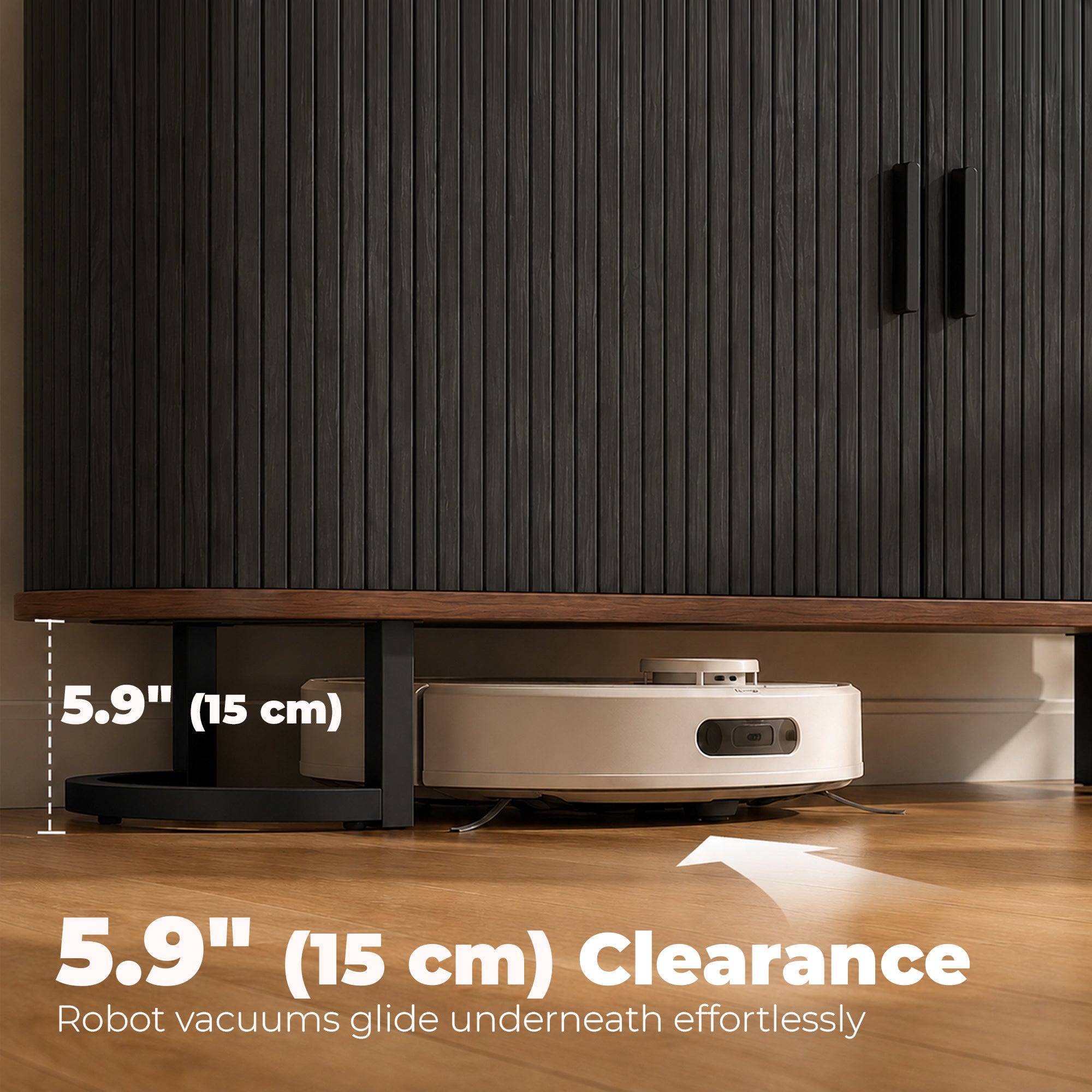 Fluted Sideboard Buffet Cabinet, 55" Modern Coffee Bar Cabinet with Sliding Doors and Adjustable Shelves, Black