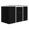 9x4 Outdoor Storage Shed Galvanized Steel Garden Shed with Foundation Kit, Ventilation & Doors, Dark Grey