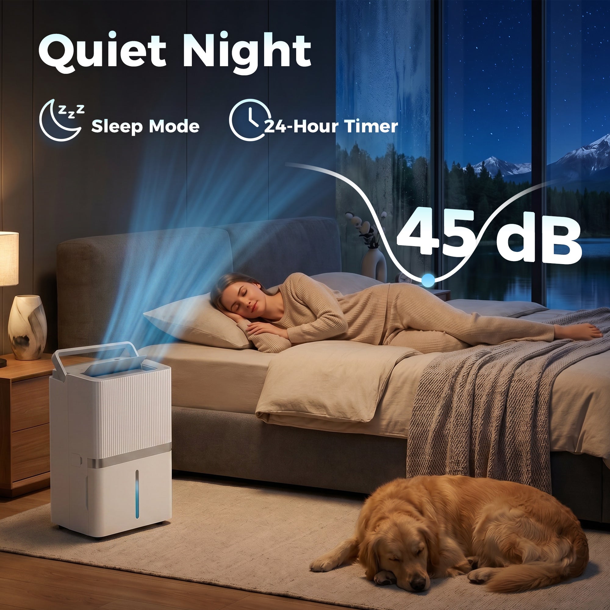 100 Pint Smart Dehumidifier, 5,200 Sq. Ft., WiFi Large Dehumidifier with App, Alexa, Google Voice Control, Drain Hose