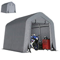 8' x 6' Carport with Sidewalls and Roll-up Door, Outdoor Storage Shelter for Motorcycle and Car, Dark Grey