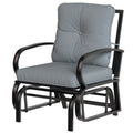 Patio Glider, Outdoor Glider Chair with Cushions, Steel Frame, Curved Armrests, Light Grey