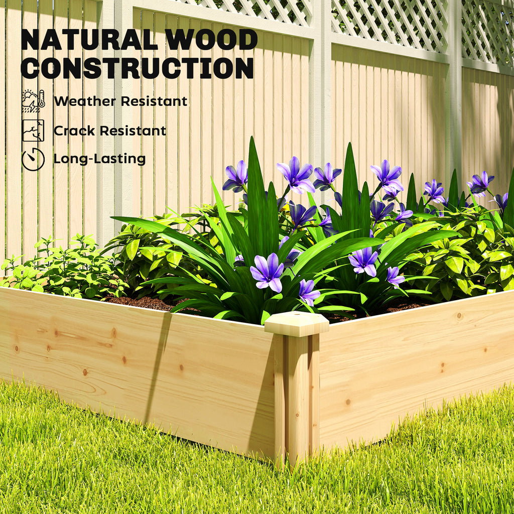 Wooden Raised Garden Bed, Outdoor Planter Box with Divider and Open Bottom for Flowers, Herbs, Vegetables, DIY Painting