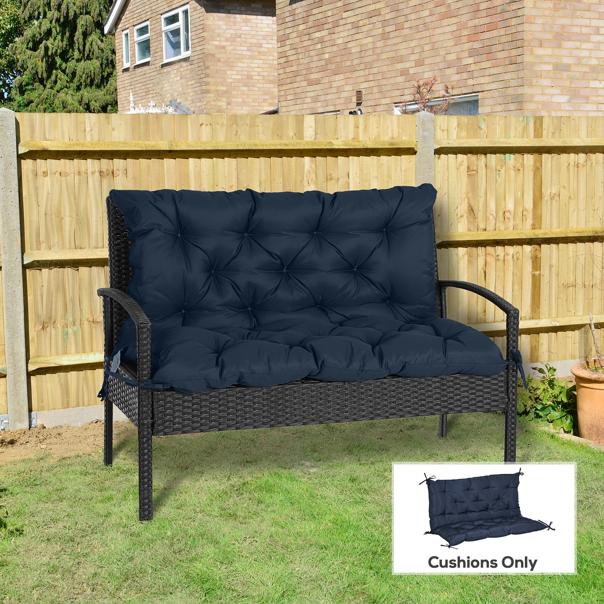 Porch Swing Cushion Garden Bench Cushion with Backrest, Non-Slip 2-seater Soft Pad, Swing Chair Mat Replacement for Indoor and Outdoor, 39.4" x 38.6", Dark Blue