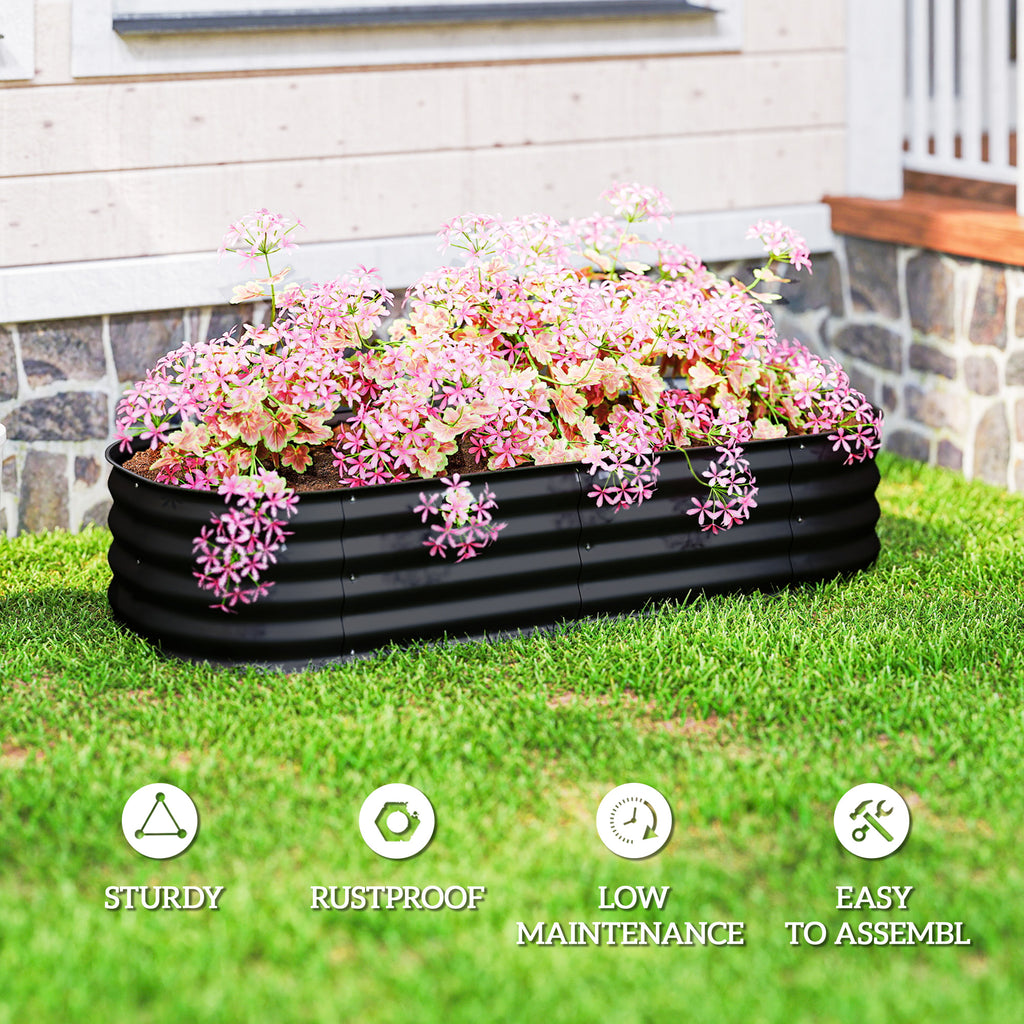 4.9 x 2 x 1ft Galvanized Raised Garden Bed Kit, Metal Planter Box with Safety Edging, Black