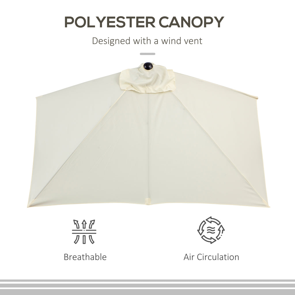 8ft Half Umbrella Outdoor Balcony Parasol Patio Garden Outdoor Window Sun Shade w/ 5 Ribs Beige