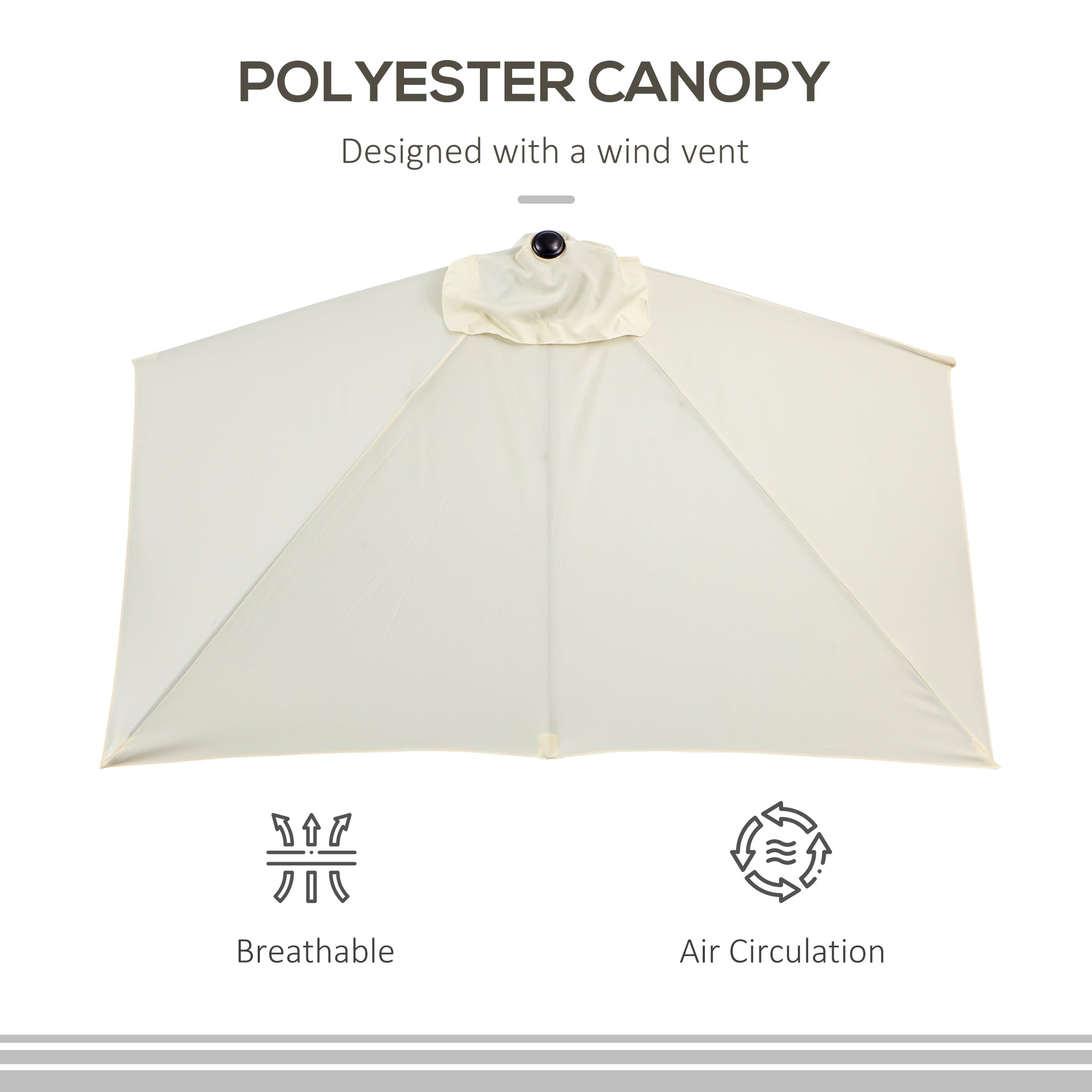8ft Half Umbrella Outdoor Balcony Parasol Patio Garden Outdoor Window Sun Shade w/ 5 Ribs Beige