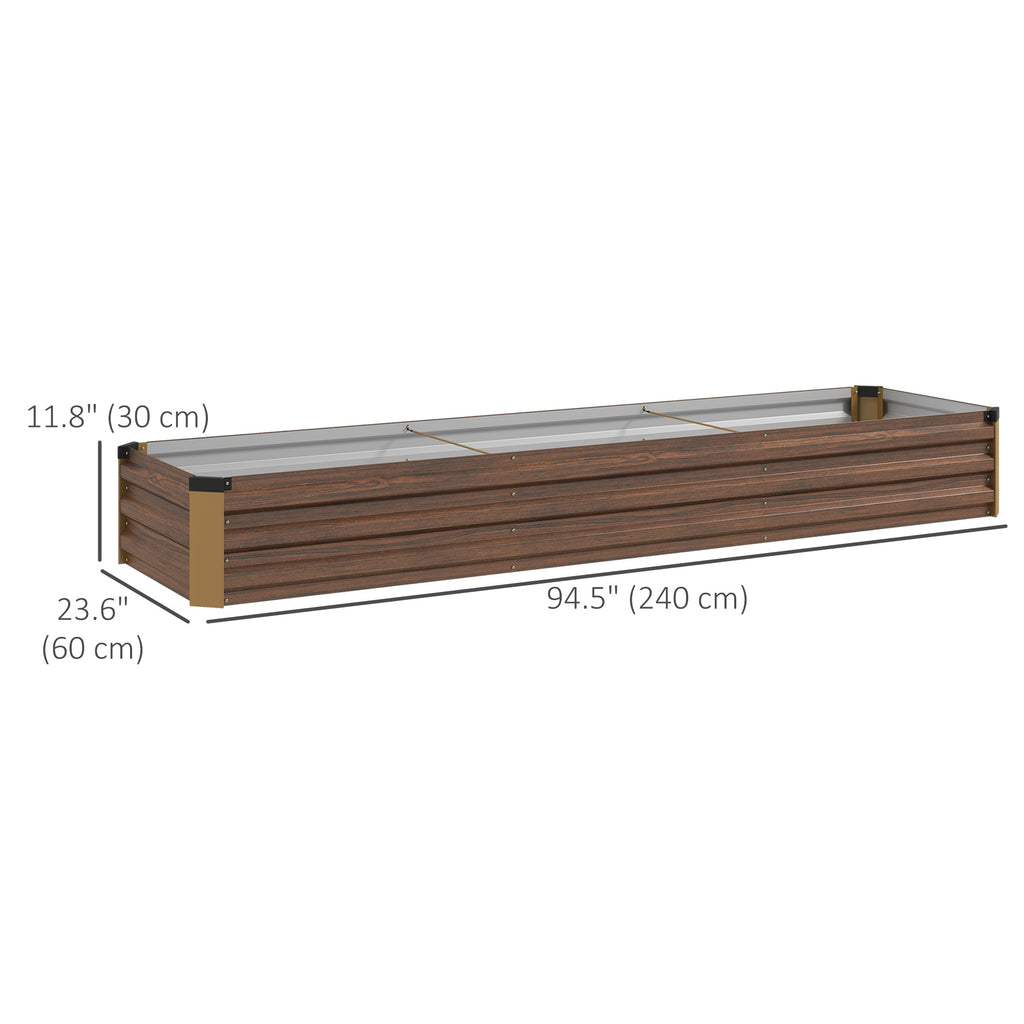8'x2'x1' Galvanized Raised Bed, Large Elevated Planter Box for Growing Flowers, Herbs and Vegetables, Dark Brown