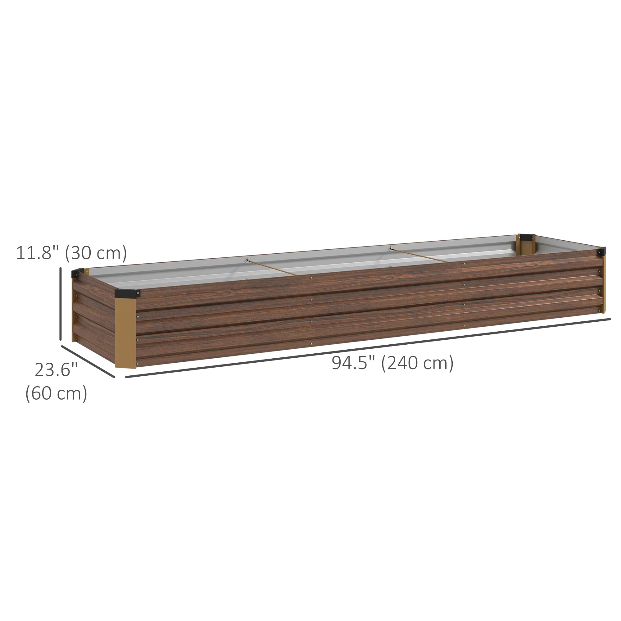 8'x2'x1' Galvanized Raised Bed, Large Elevated Planter Box for Growing Flowers, Herbs and Vegetables, Dark Brown