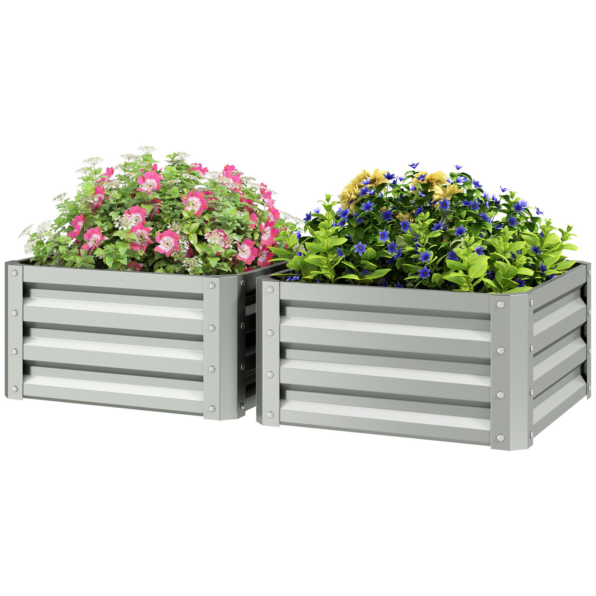 2' x 2' x 1' 2-Pieces Raised Garden Bed with Galvanised Frame