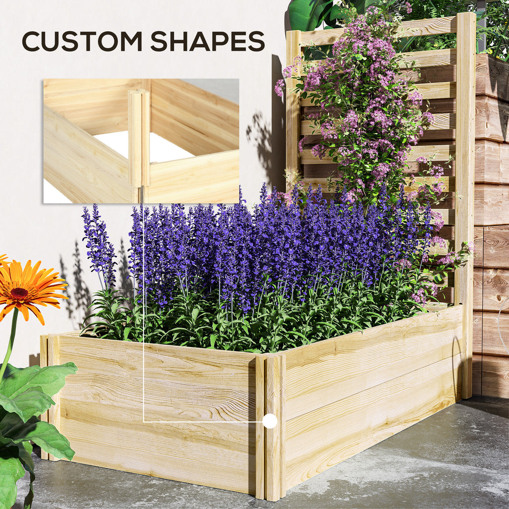 Wood Planter Box with Trellis for Climbing Plants, Raised Garden Bed for Outdoor Flowers Herbs, 91"x24"x43", Natural