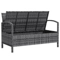 33 Gallon Outdoor Storage Bench, Wicker Deck Box Patio Bench Seat with Cushion, Grey