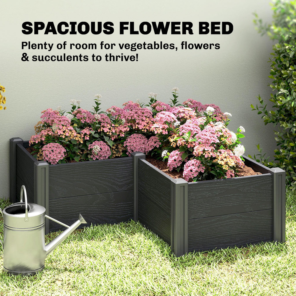 Vinyl Raised Garden Bed Kit, 3 x 3 x 1ft Elevated Garden Box with Open Bottom, Screwless Outdoor Planter Box