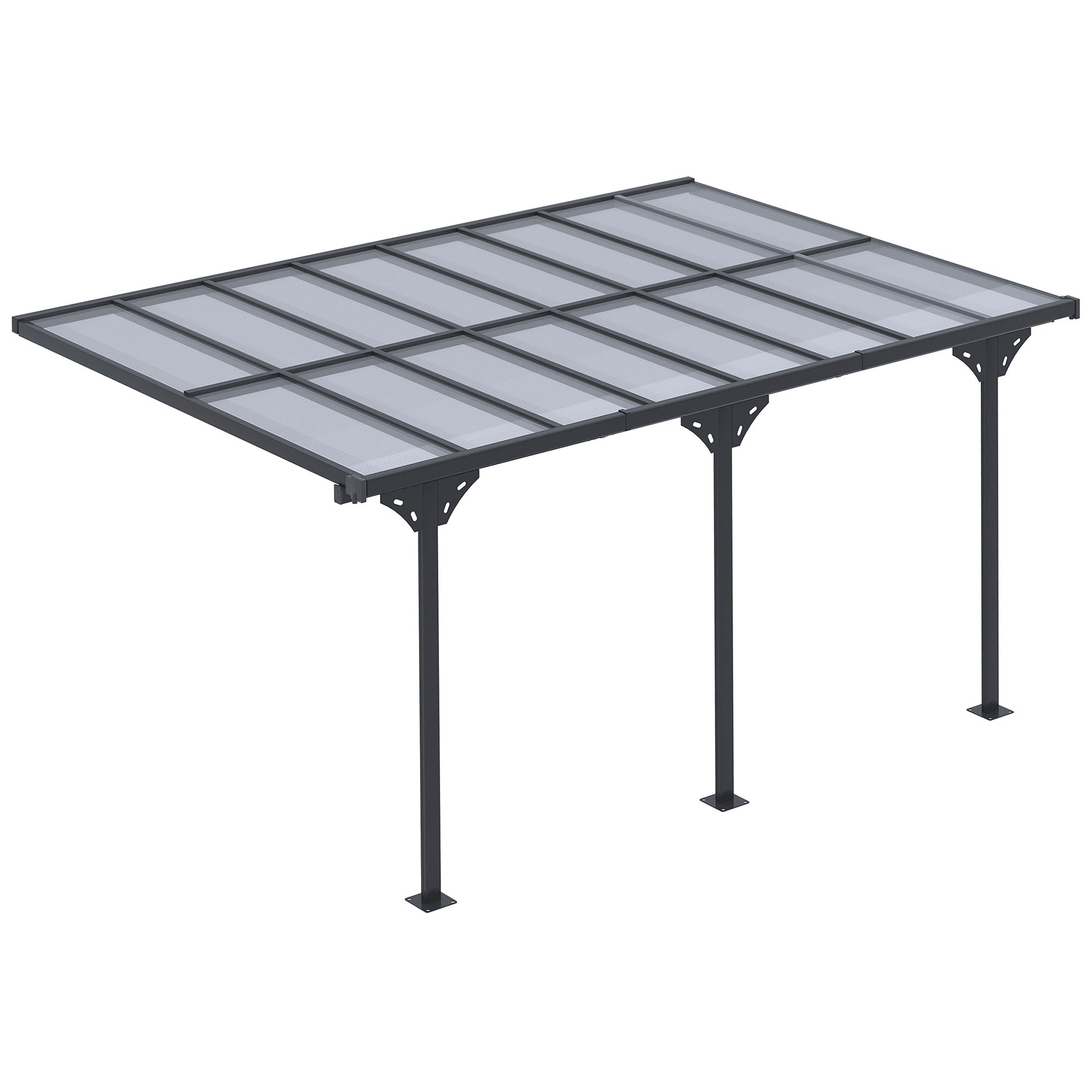 Outdoor Pergola with Adjustable Height, 14ft x 10ft Outdoor Hardtop Pergola Gazebo, Restaurants & Homes, Grey