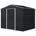 8' x 6' Outdoor Storage Shed, Metal Garden Tool Storage House with Lockable Sliding Doors and Vents for Backyard Patio Lawn, Charcoal Grey