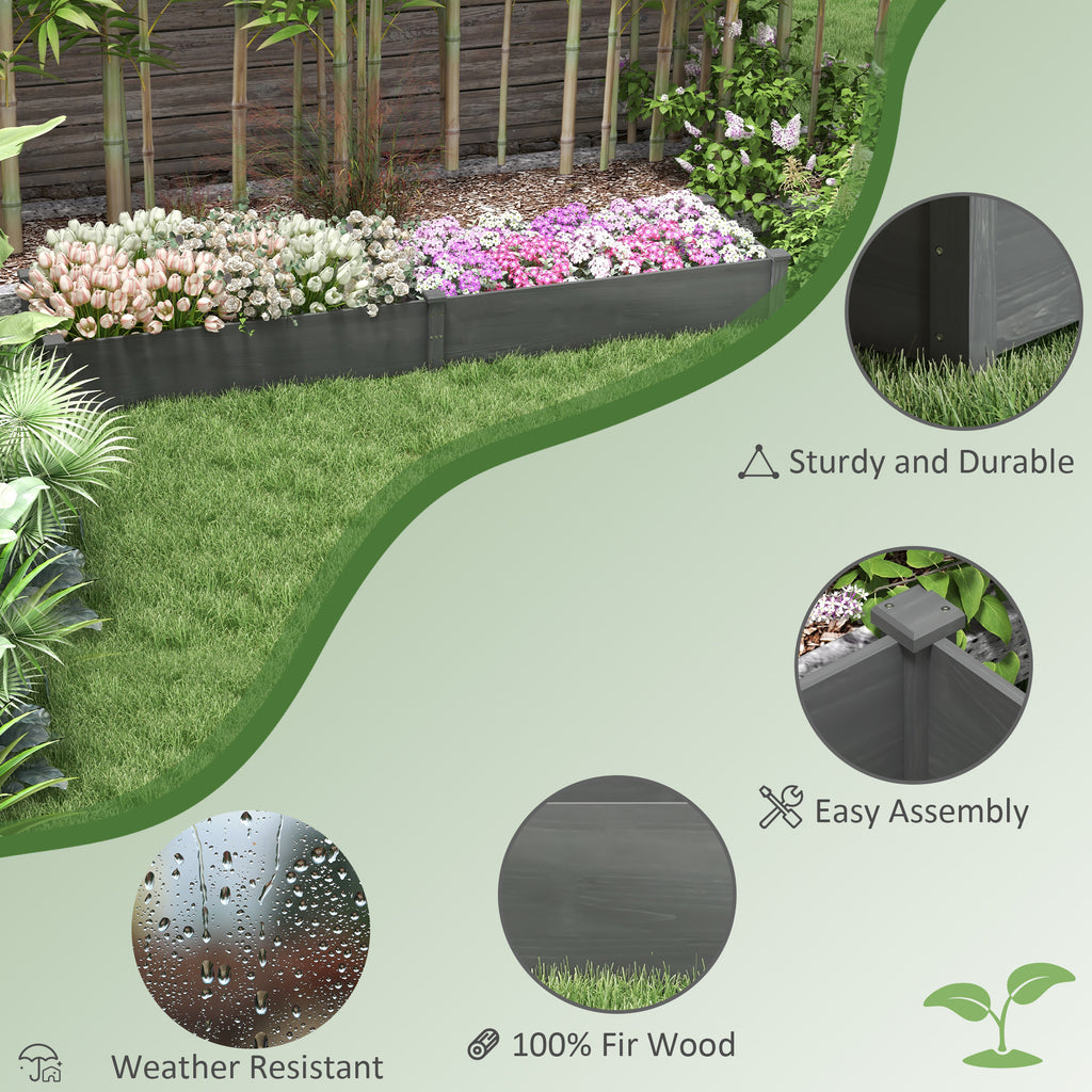Garden Bed with 2 Planter Box and Non-woven Fabric Liner for Backyard, Patio, 96" x 24" x 10", Grey