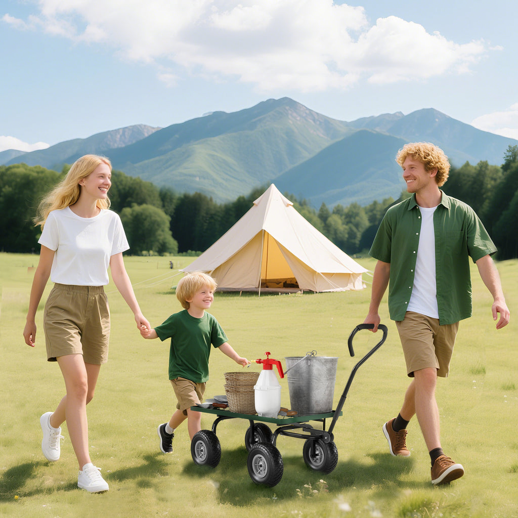 Heavy Duty Garden Wagon Cart with 10" Wheels, 330 lbs Capacity, for Garden, Beach, Lawn, Black