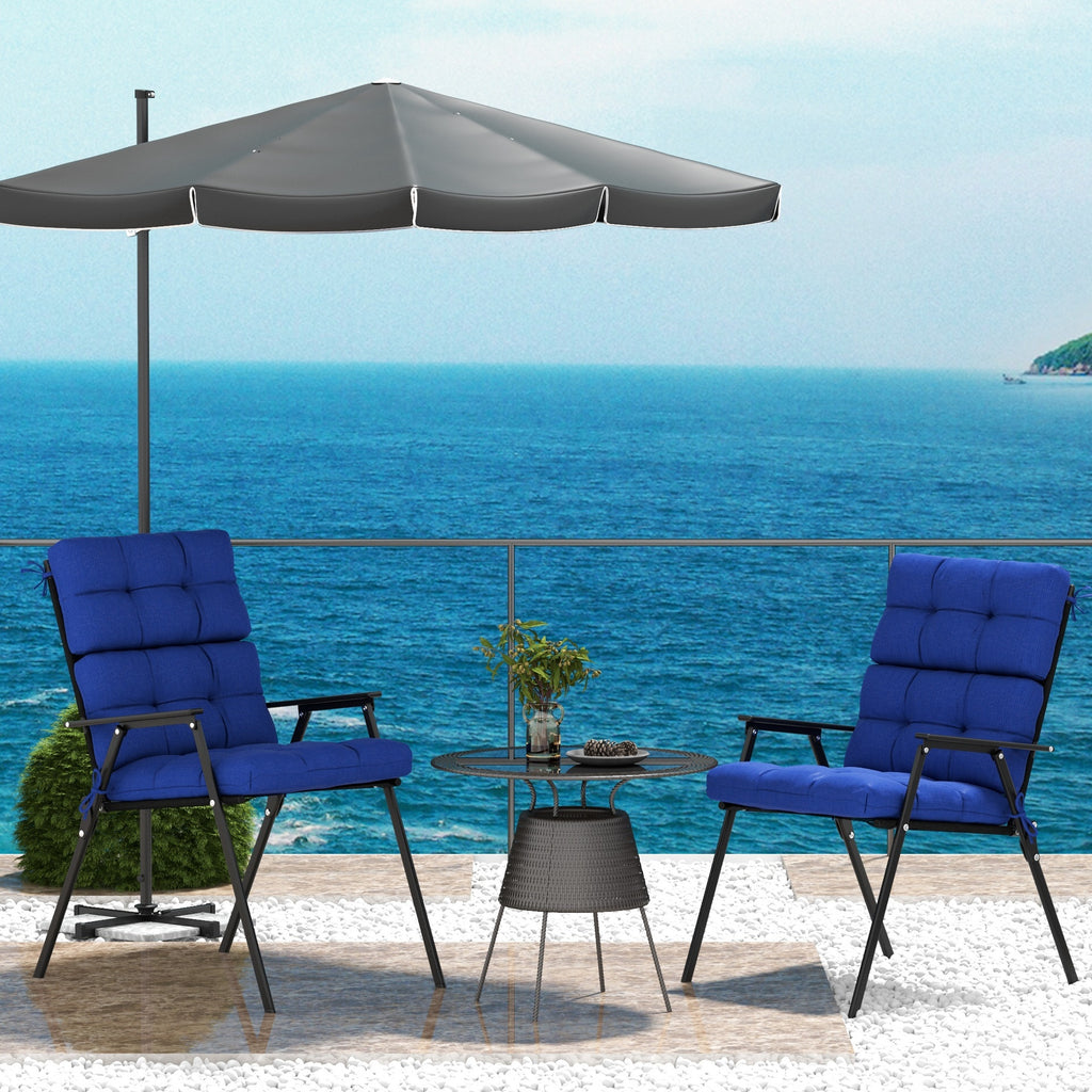 2-Piece Back Seat Cushion Replacement, Outdoor Patio Chair Cushions Set with Ties, Button Tufted, Navy Blue
