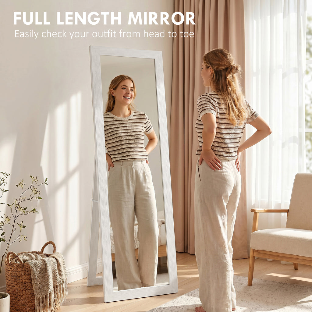 15" x 62" Full Length Mirror for Bedroom, Free Standing Dressing Mirror, Wall Mirror for Living Room, White