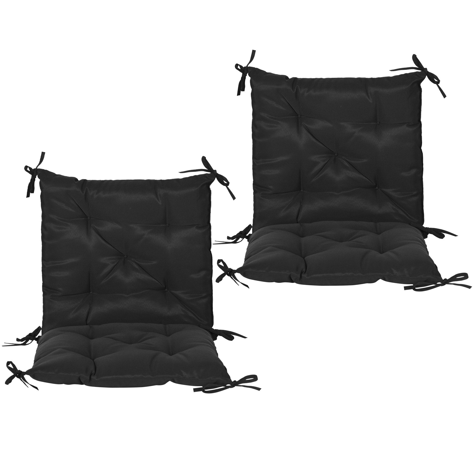 Patio Chair Cushions Set of 2, 39" x 20" x 3" Outdoor Tufted Cushion Set with Ties for Indoor Outdoor Garden Furniture, Black