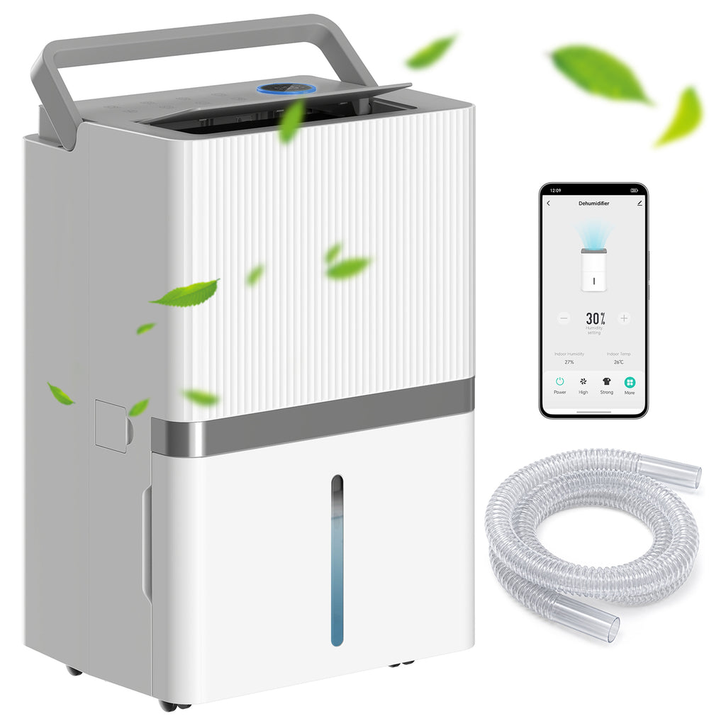 100 Pint Smart Dehumidifier, 5,200 Sq. Ft., WiFi Large Dehumidifier with App, Alexa, Google Voice Control, Drain Hose