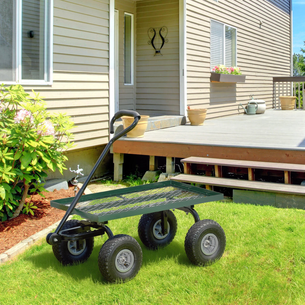 Heavy Duty Garden Wagon Cart with 10" Wheels, 330 lbs Capacity, for Garden, Beach, Lawn, Black
