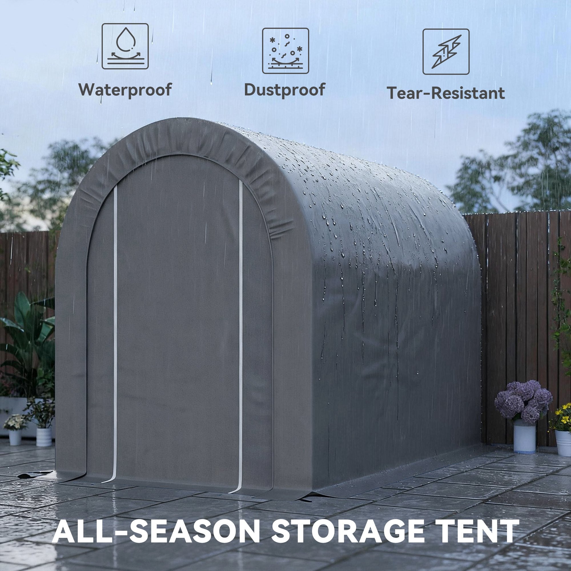 5' x 8' Outdoor Storage Shed, Heavy Duty Galvanized Steel Portable Shed for Bike, Motorcycle, Garden Tools, Light Grey