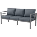 Aluminum Garden Sofa, 3-Person Outdoor Couch, Backyard Furniture for 3-person with Cushions, 72.8" x 26" x 25.2", Grey