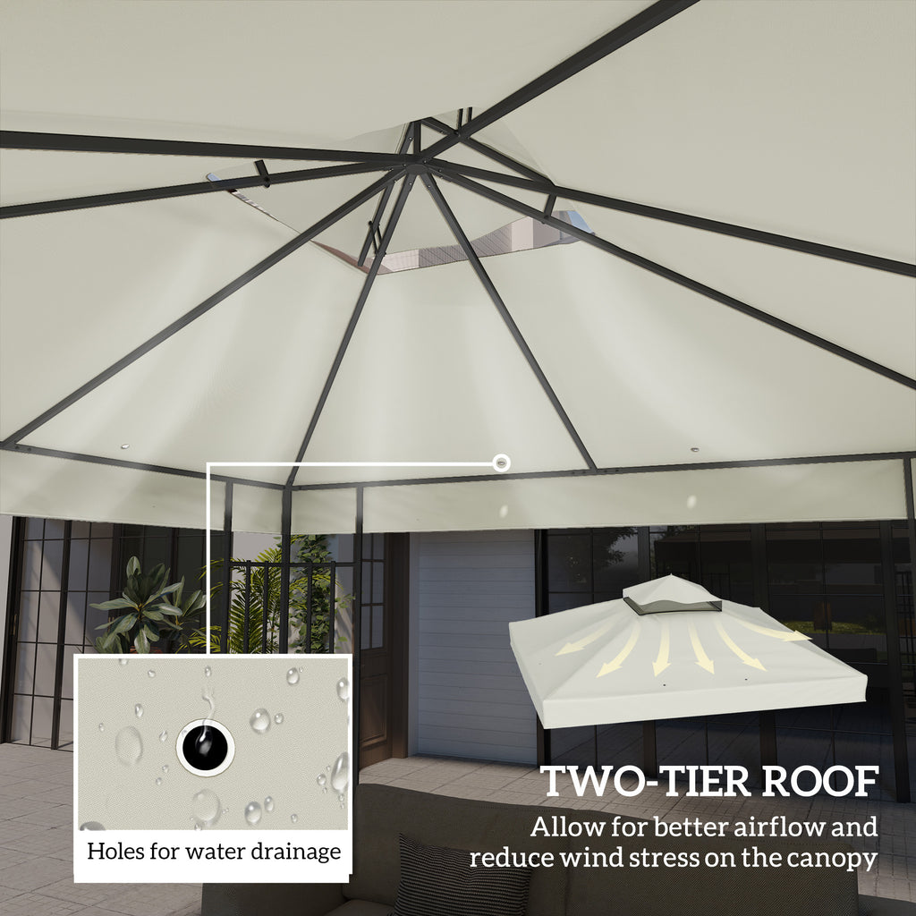 10' x 10' Gazebo Canopy Replacement Cover, 2-Tier Garden Gazebo Roof Replacement, UPF30+, TOP COVER ONLY, Light Grey