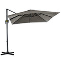 8' x 8' Square Patio Hanging Offset Umbrella with 360Â° Rotation, Aluminum Outdoor Cantilever Market Parasol, Light Grey