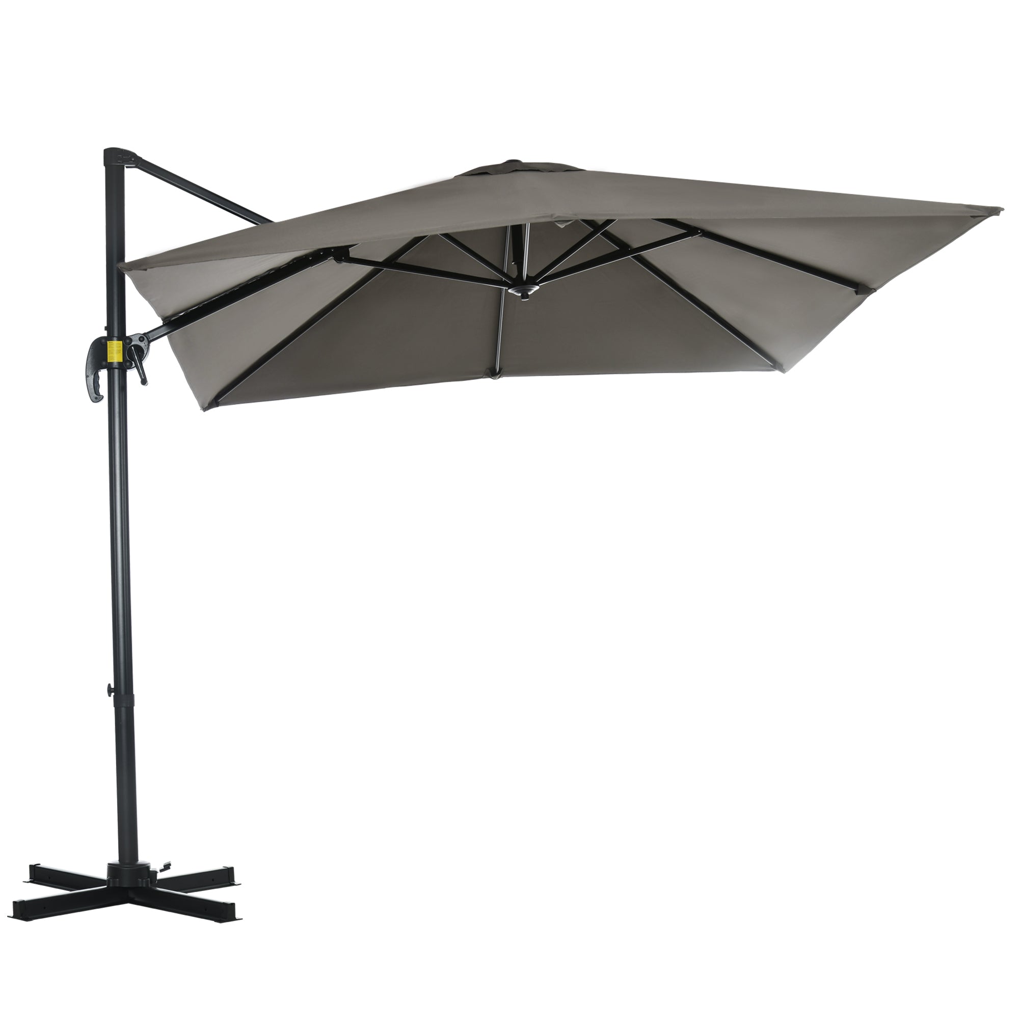 8' x 8' Square Patio Hanging Offset Umbrella with 360Â° Rotation, Aluminum Outdoor Cantilever Market Parasol, Light Grey