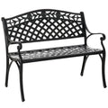 Outdoor Garden Bench, 40" Patio Bench with Aluminum Frame and Armrests, 2-Person Patio Loveseat with Floral Pattern for Park, Porch, Yard, Lawn, 485 LBS Capacity