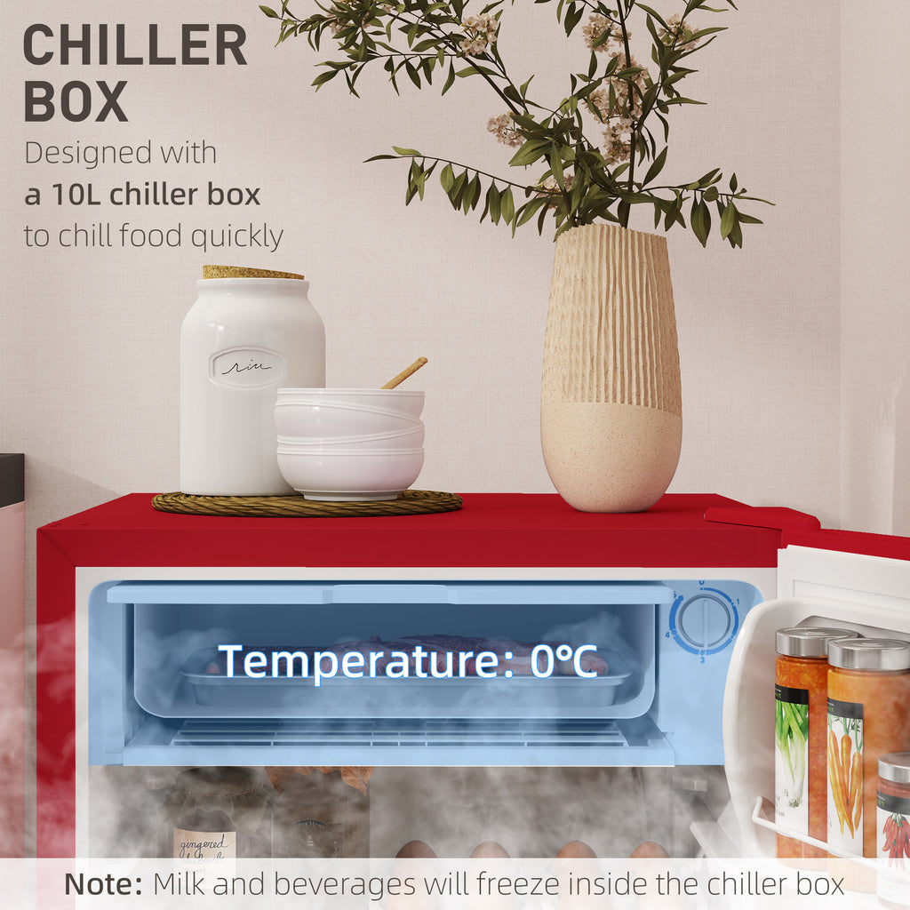 Compact Refrigerator, Mini Fridge with Freezer, Adjustable Shelf, Mechanical Thermostat and Reversible Door, Red