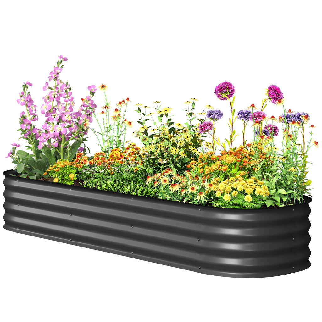 6.4 x 2 x 1ft Galvanized Raised Garden Bed Kit, Metal Planter Box with Safety Edging, Dark Grey