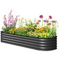 6.4 x 2 x 1ft Galvanized Raised Garden Bed Kit, Metal Planter Box with Safety Edging, Dark Grey