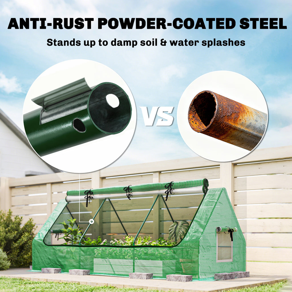 Portable Mini Greenhouse with Mesh Windows for Indoor and Outdoor, 94.5" x 35.4" x 35.4", Green