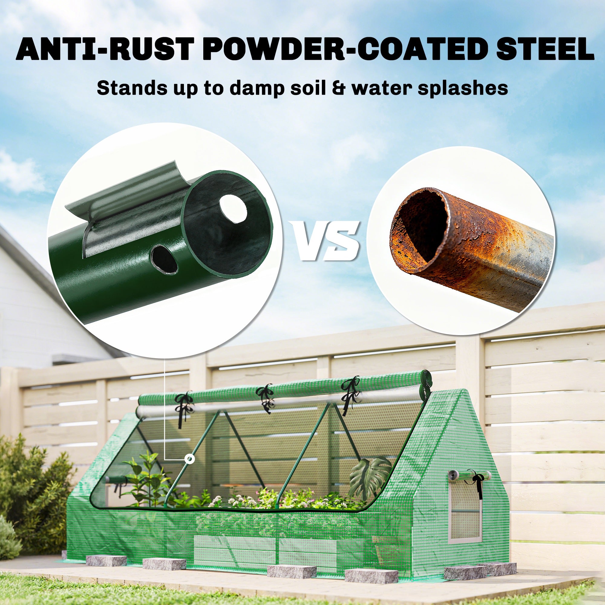 Portable Mini Greenhouse with Mesh Windows for Indoor and Outdoor, 94.5" x 35.4" x 35.4", Green