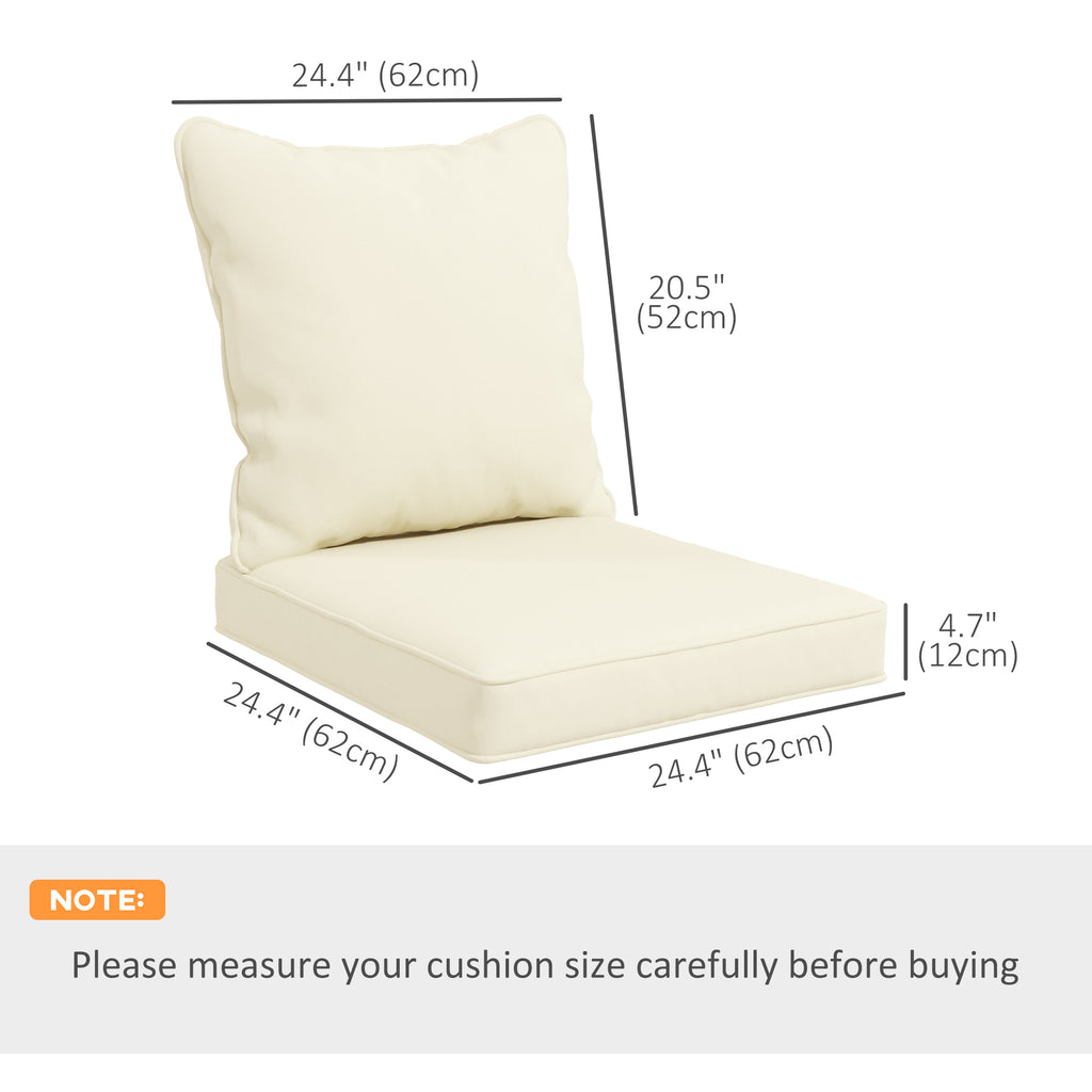 Seat Cushion Back Pillows Replacement Set of 2, Patio Chair Cushions Set for Indoor Outdoor, Cream White