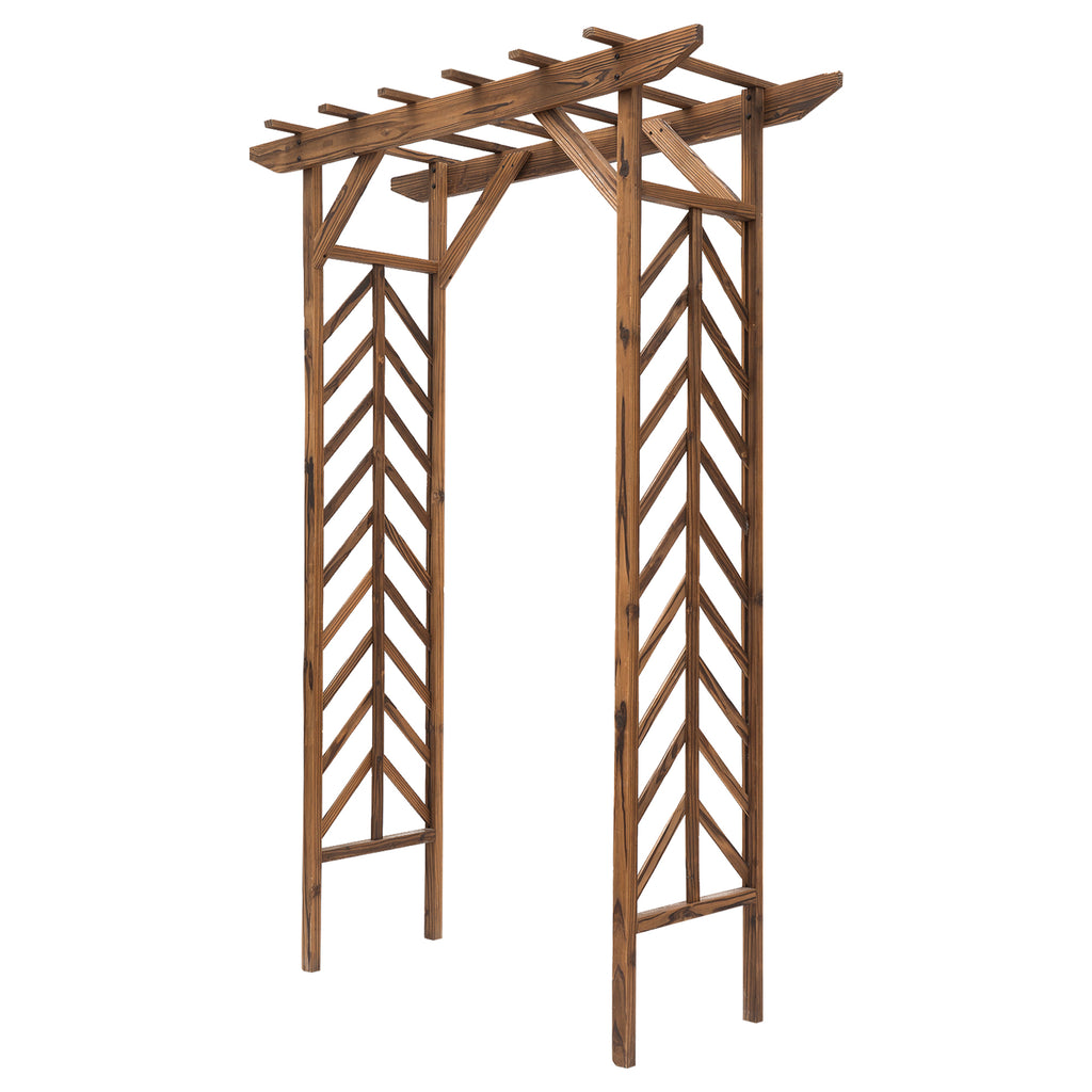 79" Plant Trellis, Arched Garden Arbour with Pergola Style Roof, Fir Wood Frame for Climbing Vines