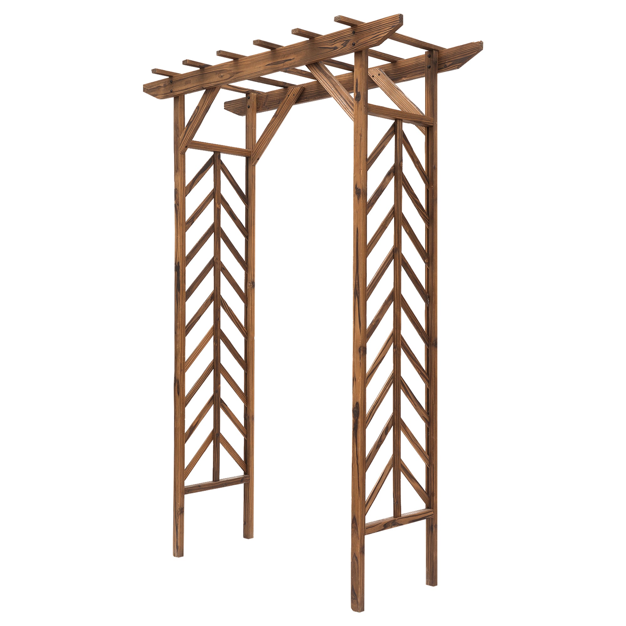 79" Plant Trellis, Arched Garden Arbour with Pergola Style Roof, Fir Wood Frame for Climbing Vines