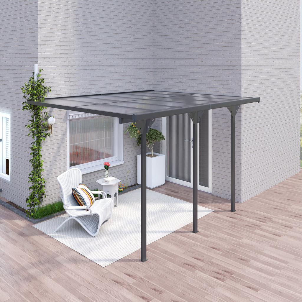 10' x 12' Outdoor Hardtop Pergola Gazebo with Polycarbonate Roof Adjustable Height, Aluminum Frame, UV Protection, Grey