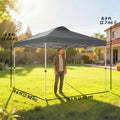 Pop Up Canopy Waterproof Canopy Tent with Carrying Bag for Parties Garden BBQs 9.8' x 9.8', Dark Grey