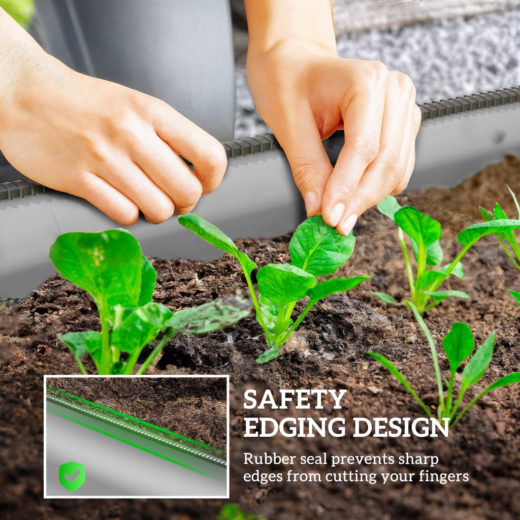 7.9 x 2 x 1ft Galvanized Raised Garden Bed Kit, Metal Planter Box with Safety Edging, Silver