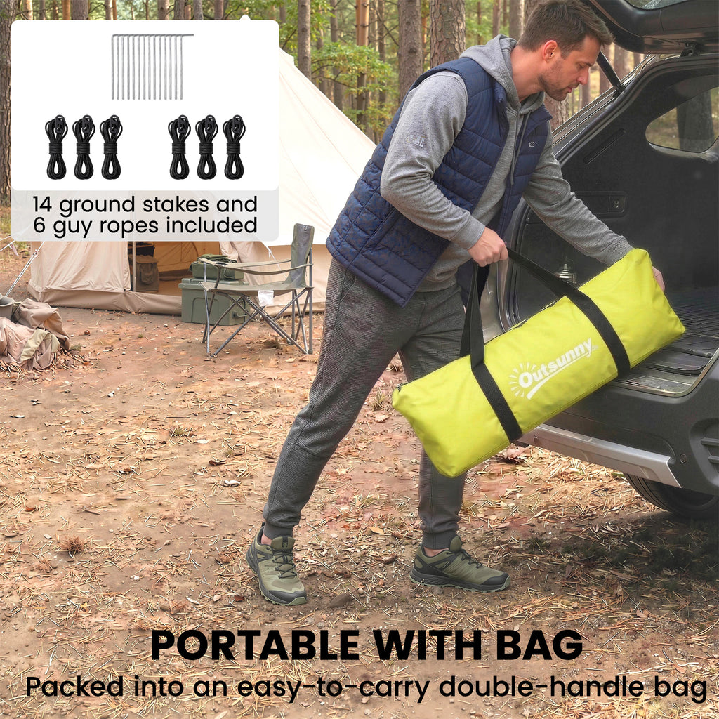 3-4 Person Camping Tent with 2 Rooms, 3000mm Waterproof Portable Family Tent with Carry Bag, Yellow