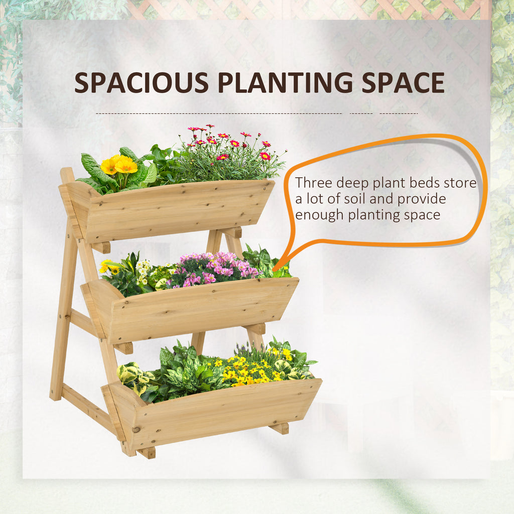 3 Tier Raised Garden Bed, 23.5" x 29.5" x 30.3" Vertical Wooden Elevated Planter Box Kit, Plant Stand for Flowers, Vegetables, Herbs