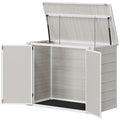 41 Cu. Ft. Outdoor Storage Shed, Outdoor Horizontal Trash Can Storage with Chain Lid, Lockable Storage Box, Light Grey